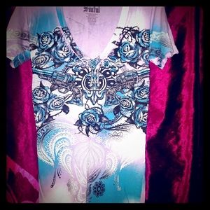 Bejeweled sinful womens t-shirt